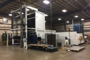 fiber laser cutting cell with full load / unload automation excels at stainless steel laser cutting.